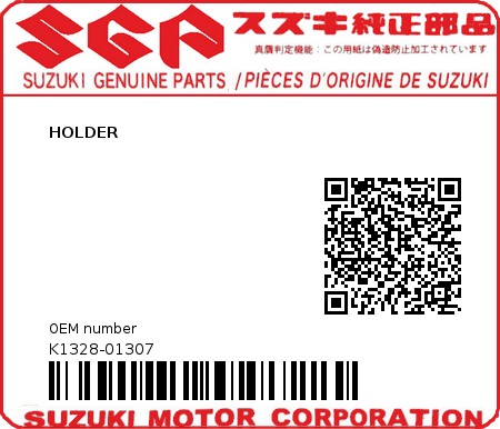 Product image: Suzuki - K1328-01307 - HOLDER          0