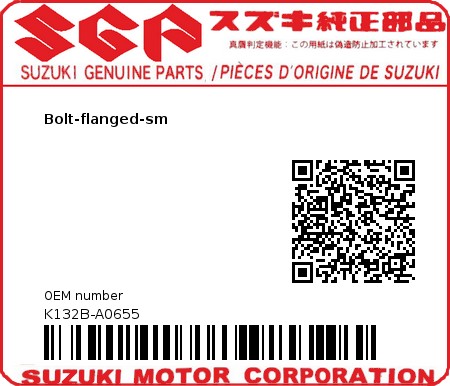 Product image: Suzuki - K132B-A0655 - Bolt-flanged-sm  0