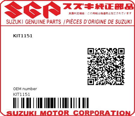 Product image: Suzuki - KIT1151 - KIT1151  0