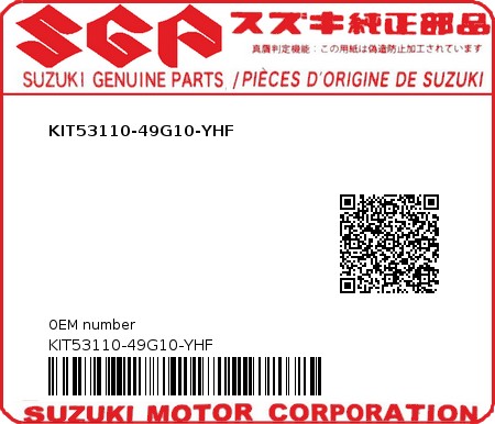 Product image: Suzuki - KIT53110-49G10-YHF - KIT53110-49G10-YHF  0