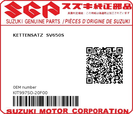 Product image: Suzuki - KIT997SO-20F00 - KETTENSATZ  SV650S  0