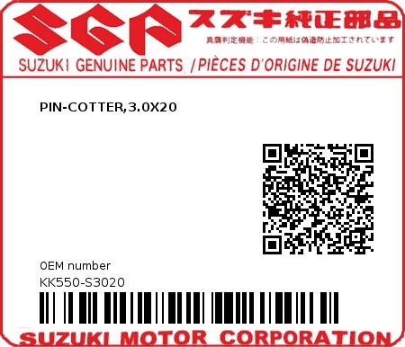 Product image: Suzuki - KK550-S3020 - PIN-COTTER,3.0X20          0