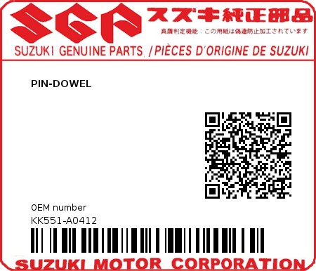 Product image: Suzuki - KK551-A0412 - PIN-DOWEL          0