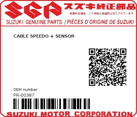 Product image: Suzuki - PR-00387 - CABLE SPEEDO + SENSOR  0