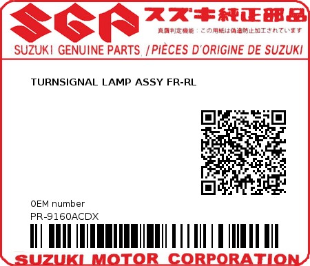 Product image: Suzuki - PR-9160ACDX - TURNSIGNAL LAMP ASSY FR-RL  0