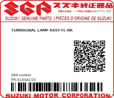 Product image: Suzuki - PR-9160ACSX - TURNSIGNAL LAMP ASSY FL-RR  0
