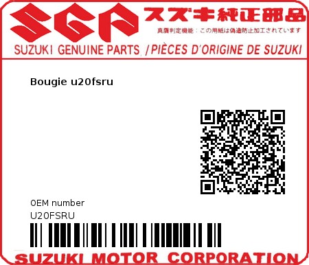 Product image: Suzuki - U20FSRU - Bougie u20fsru  0