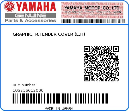 Product image: Yamaha - 10S216612000 - GRAPHIC, R.FENDER COVER (L.H)  0