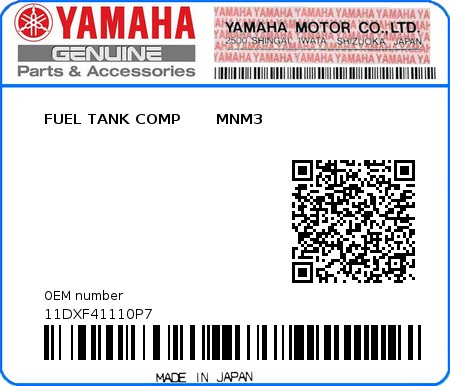 Product image: Yamaha - 11DXF41110P7 - FUEL TANK COMP       MNM3  0