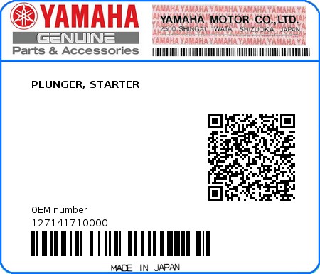Product image: Yamaha - 127141710000 - PLUNGER, STARTER  0