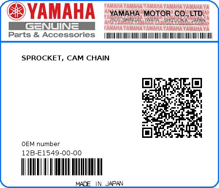 Product image: Yamaha - 12B-E1549-00-00 - SPROCKET, CAM CHAIN  0