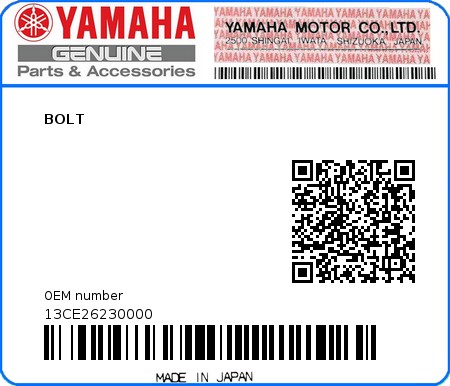 Product image: Yamaha - 13CE26230000 - BOLT  0
