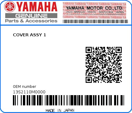 Product image: Yamaha - 13S2110M0000 - COVER ASSY 1  0