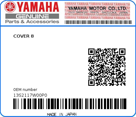 Product image: Yamaha - 13S2117W00P0 - COVER 8  0