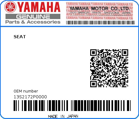 Product image: Yamaha - 13S2172P0000 - SEAT  0