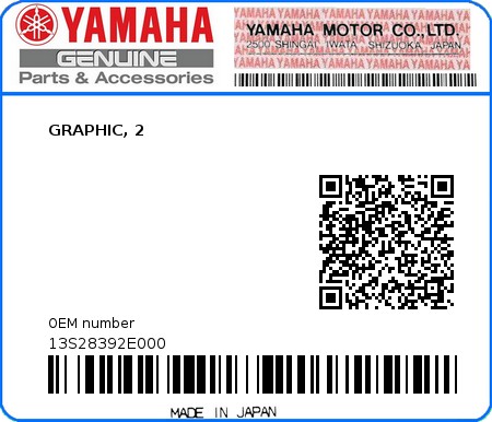 Product image: Yamaha - 13S28392E000 - GRAPHIC, 2  0