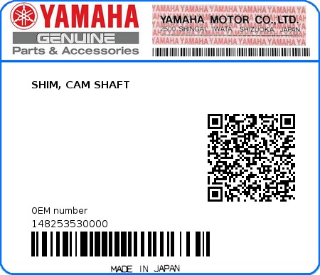 Product image: Yamaha - 148253530000 - SHIM, CAM SHAFT  0