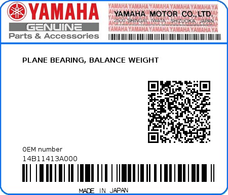 Product image: Yamaha - 14B11413A000 - PLANE BEARING, BALANCE WEIGHT  0