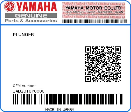 Product image: Yamaha - 14B2318Y0000 - PLUNGER  0