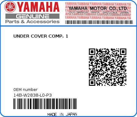 Product image: Yamaha - 14B-W2838-L0-P3 - UNDER COVER COMP. 1  0