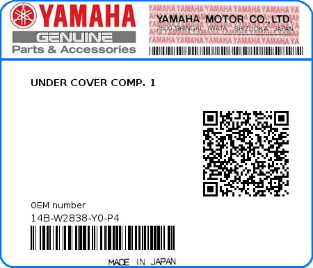 Product image: Yamaha - 14B-W2838-Y0-P4 - UNDER COVER COMP. 1  0