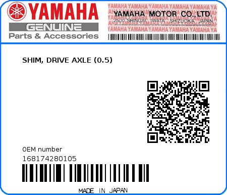 Product image: Yamaha - 168174280105 - SHIM, DRIVE AXLE (0.5)  0