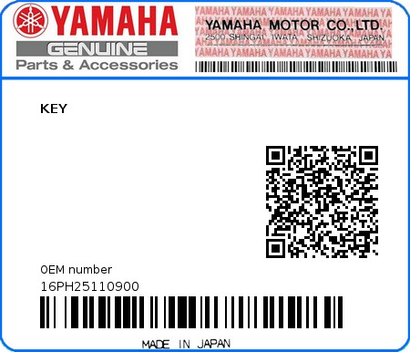 Product image: Yamaha - 16PH25110900 - KEY  0