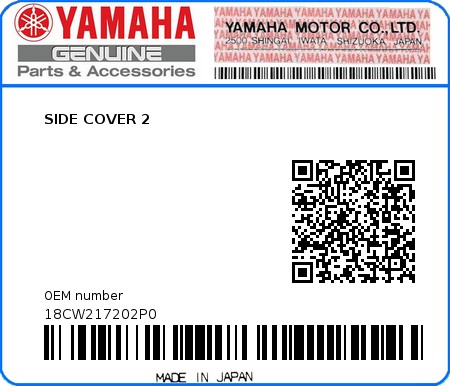 Product image: Yamaha - 18CW217202P0 - SIDE COVER 2  0
