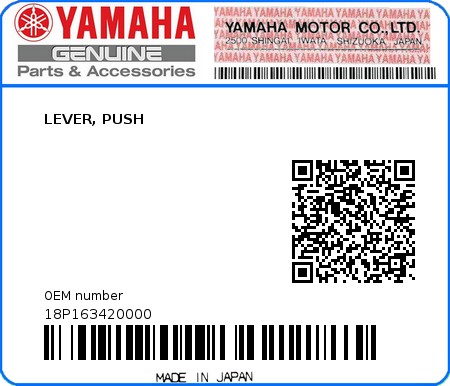 Product image: Yamaha - 18P163420000 - LEVER, PUSH  0