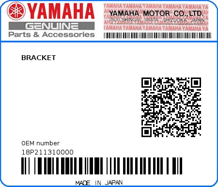 Product image: Yamaha - 18P211310000 - BRACKET  0