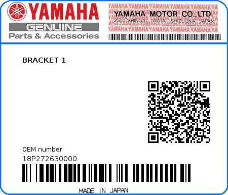 Product image: Yamaha - 18P272630000 - BRACKET 1  0