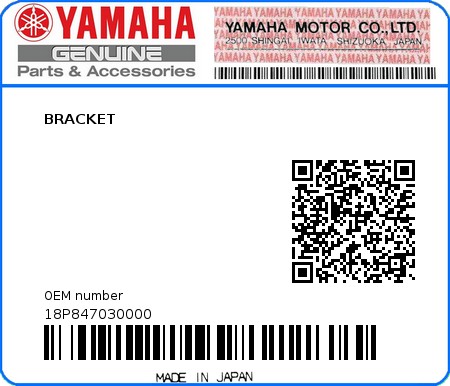 Product image: Yamaha - 18P847030000 - BRACKET  0