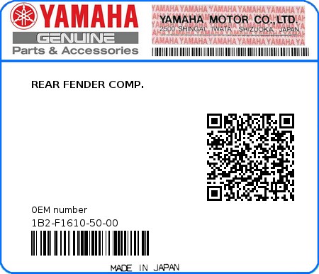 Product image: Yamaha - 1B2-F1610-50-00 - REAR FENDER COMP.  0