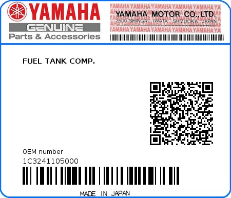 Product image: Yamaha - 1C3241105000 - FUEL TANK COMP.  0