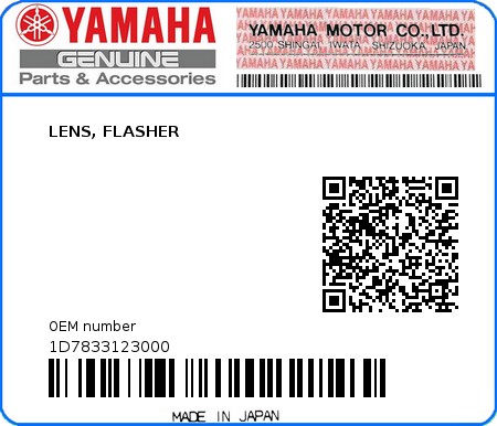 Product image: Yamaha - 1D7833123000 - LENS, FLASHER  0
