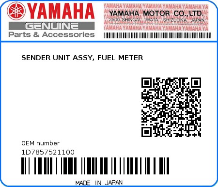 Product image: Yamaha - 1D7857521100 - SENDER UNIT ASSY, FUEL METER  0
