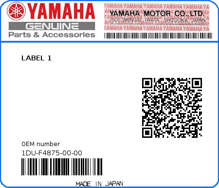 Product image: Yamaha - 1DU-F4875-00-00 - LABEL 1  0