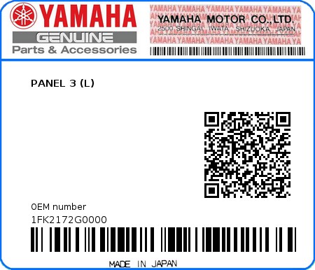 Product image: Yamaha - 1FK2172G0000 - PANEL 3 (L)  0