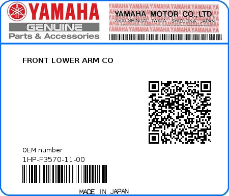 Product image: Yamaha - 1HP-F3570-11-00 - FRONT LOWER ARM CO  0