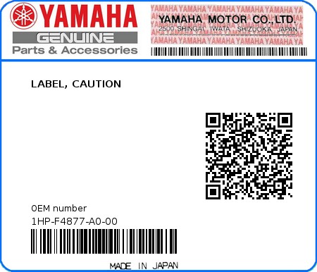 Product image: Yamaha - 1HP-F4877-A0-00 - LABEL, CAUTION  0