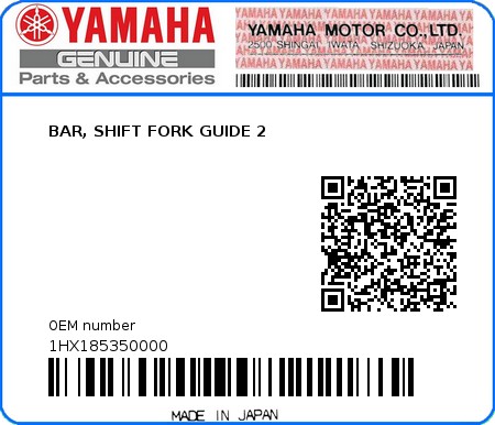 Product image: Yamaha - 1HX185350000 - BAR, SHIFT FORK GUIDE 2  0