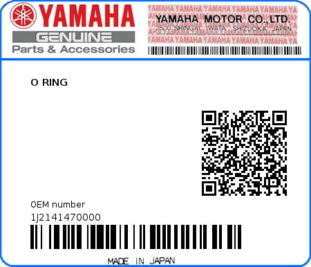 Product image: Yamaha - 1J2141470000 - O RING   0