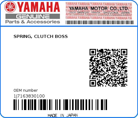 Product image: Yamaha - 1J7163830100 - SPRING, CLUTCH BOSS  0