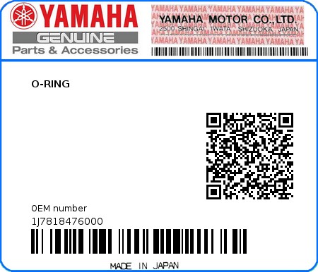 Product image: Yamaha - 1J7818476000 - O-RING  0