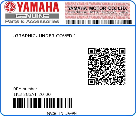 Product image: Yamaha - 1KB-283A1-20-00 - .GRAPHIC, UNDER COVER 1  0