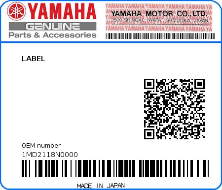 Product image: Yamaha - 1MD2118N0000 - LABEL  0