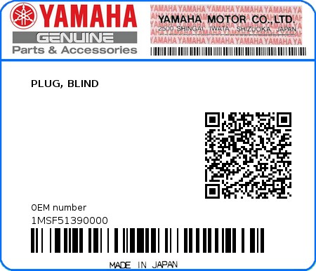 Product image: Yamaha - 1MSF51390000 - PLUG, BLIND  0