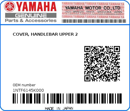 Product image: Yamaha - 1NTF6145K000 - COVER, HANDLEBAR UPPER 2  0