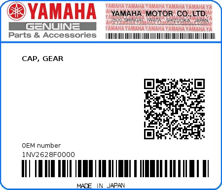 Product image: Yamaha - 1NV2628F0000 - CAP, GEAR  0