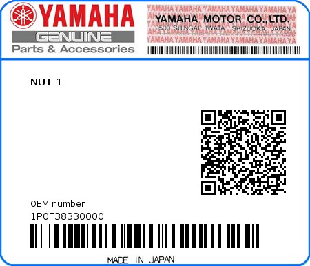 Product image: Yamaha - 1P0F38330000 - NUT 1  0